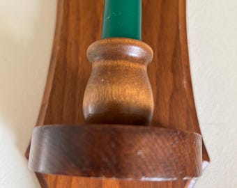 1980s handcrafted wooden candle taper sconces, sold as a pair