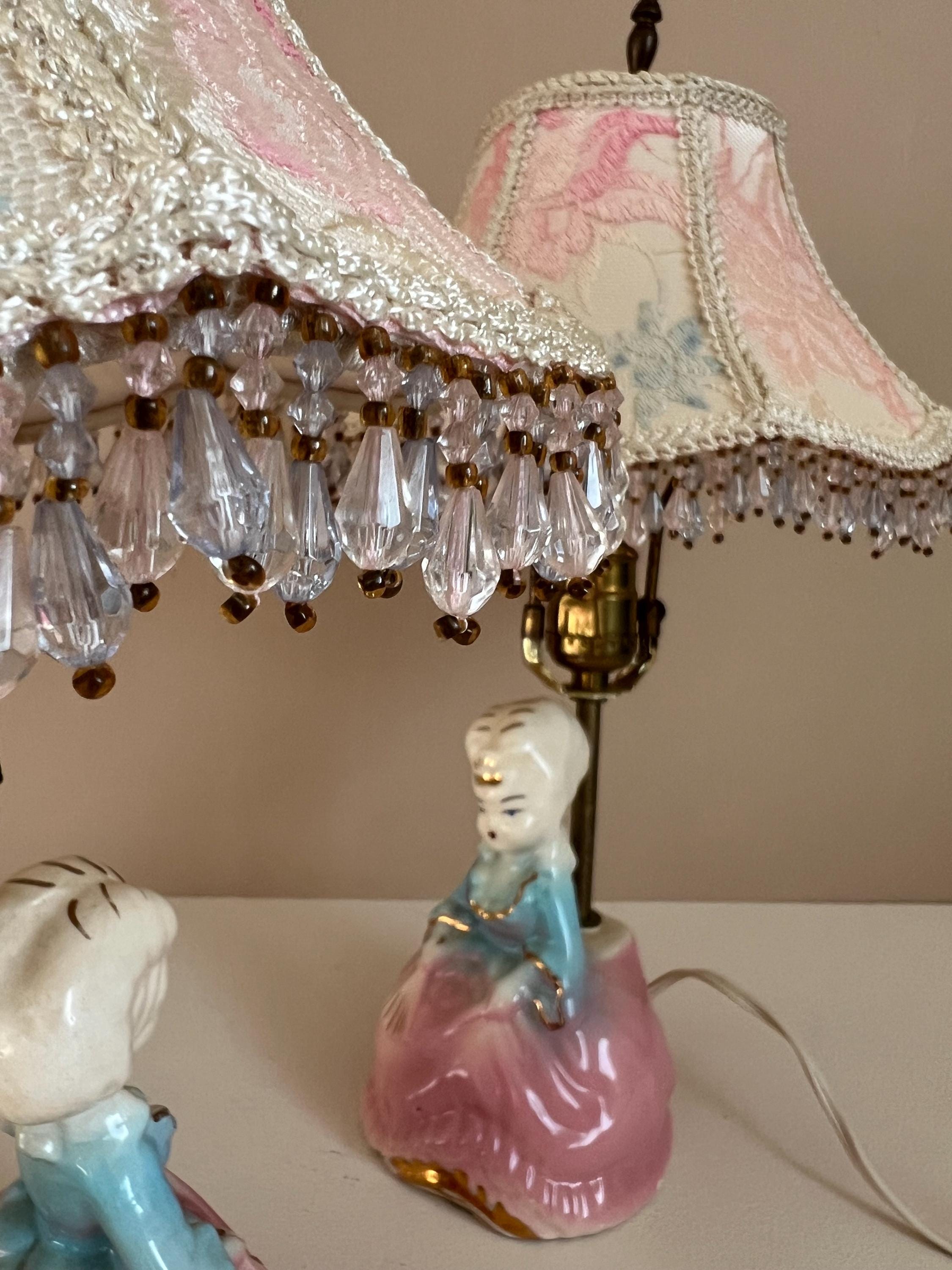 1940s Marie Antoinette Gilded Brothel Lamps With Custom, Handmade