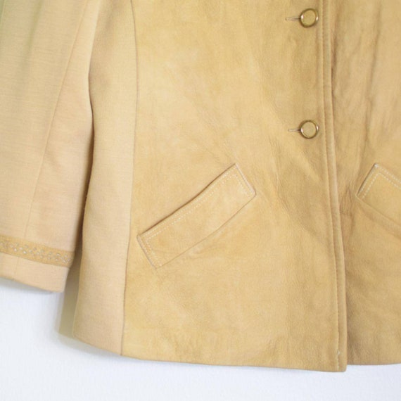 70s dagger collar suede front blazer button jacket - Gem