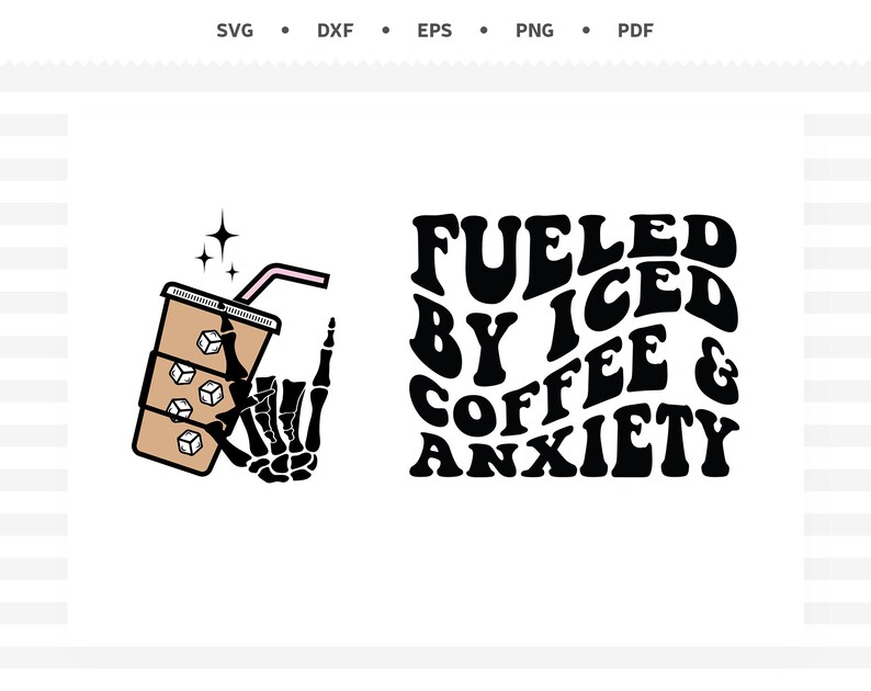 Fueled by Iced Coffee & Anxiety Svg Coffee Svg for Tshirt Etsy