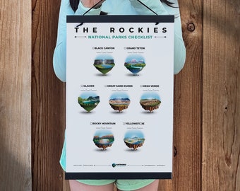 The Rockies National Parks Checklist 11"x17" Poster