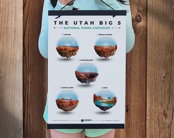 Utah Big 5 National Parks Checklist 11"x17" Poster