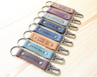 Leather Keychain |  Custom Coordinate |  Personalized Leather Gift |  Monogram Leather |  Leather Keyring | Gift for Her | Mens Gift (KC5)