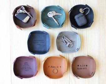 Leather Valet Tray |  Coordinate Catchall Tray |  Personalized Gift |  Anniversary Leather Gift |  Monogram Leather Ring Dish (TR2)