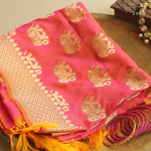Yellow and white heavy dupatta main image 1
