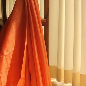 Pure Tussar Silk Orange & Gold Dual Tone Saree Indian Festive Traditional Wear Diwali Collection Indian Wedding Party Outfit Saree image 5