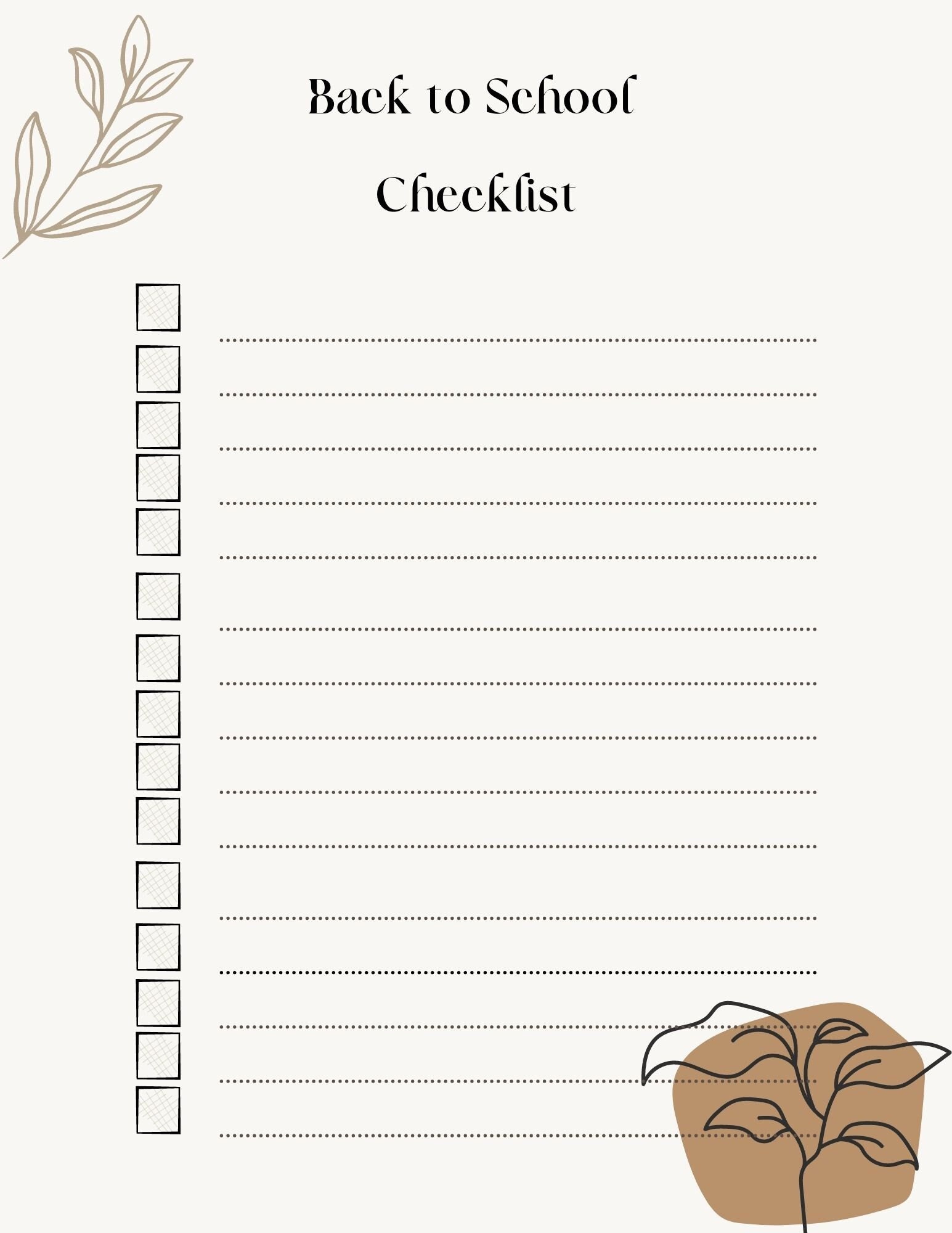 Back to School Printable Checklist. Digital File. Checklist. Boho ...