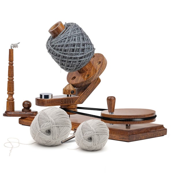 Handcrafted Rosewood Yarn Winder & Swift Combo, Equilibrium Base for Smooth Spinning - Heavy Duty Design for Durability - The Knitter's Gift