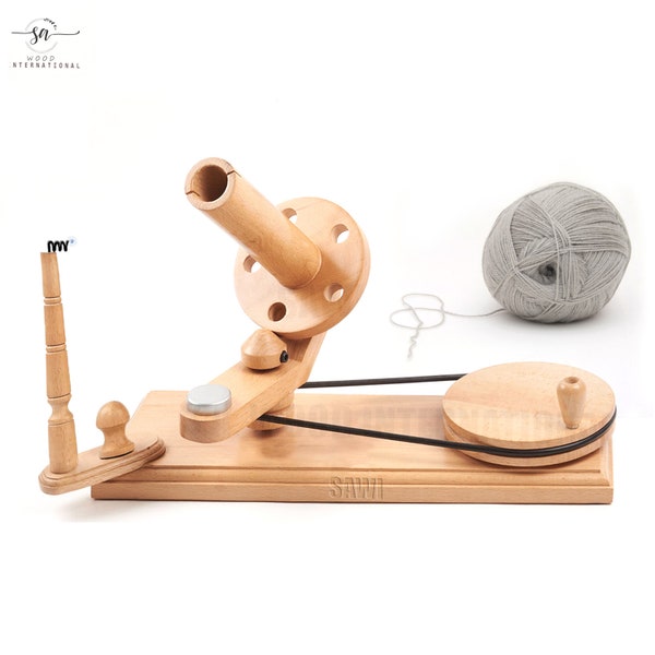 Beechwood Handmade Yarn Winder and Swift for Weaving & Spinning - Center Pull Ball Yarn Winder - Wood Yarn Winder In Combo - Knitter's Gift