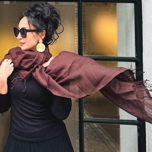 Merino Wool Scarf-chocolate