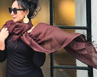 Merino Wool Scarf-chocolate