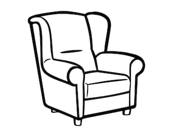 Armchair Outline SVG, Armchair Svg, Armchair Clipart, Armchair Files for Cricut, Armchair Cut Files For Silhouette, Png, Dxf