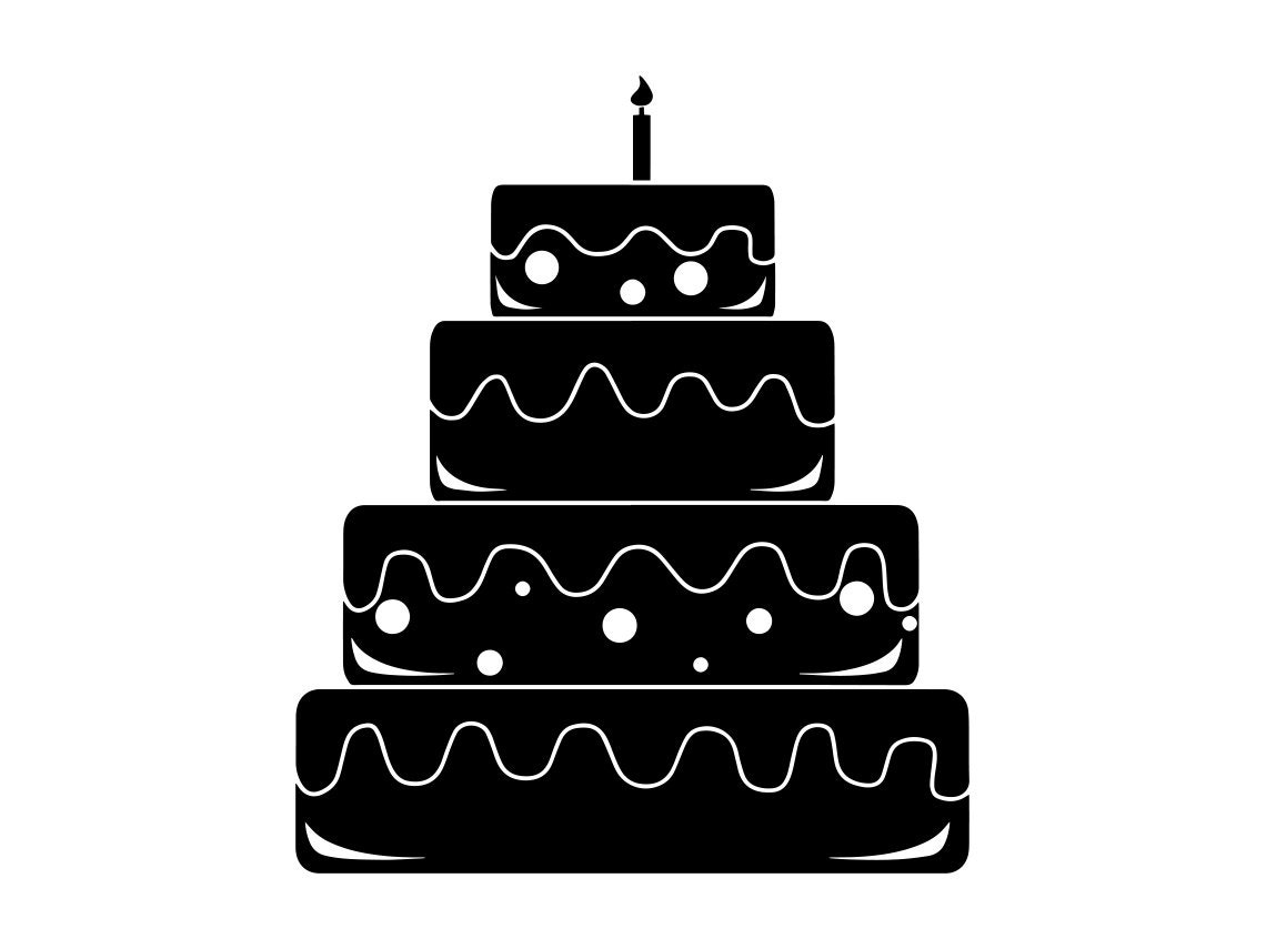 Cake SVG 2, Birthday Cake SVG, Cake With Candle, Cake Clipart, Files