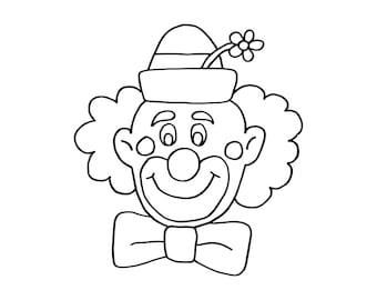 Clown Outline SVG, Clown SVG, Clown Clipart, Clown Dateien für Cricut, Clown Cut Dateien für Silhouette, Png, Dxf