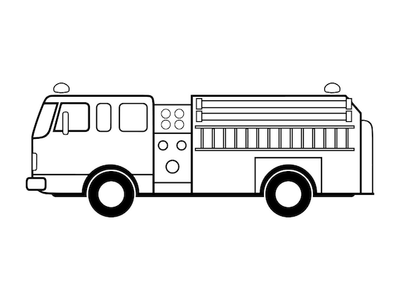 Fire Truck Outline SVG Firetruck Svg Fire Engine SVG Fire - Etsy