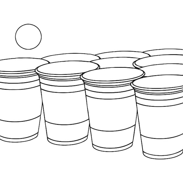 Bier Pong Umriss SVG, Bier Pong Clipart, Bier Pong Dateien für Cricut, Bier Pong Cut Dateien für Silhouette, Bier Pong Dxf, Png, Eps, Vektor