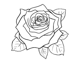 Rose Outline SVG, Flower Outline SVG, Rose Outline Clipart, Rose Outline Files for Cricut, Cut Files For Silhouette, Png, Dxf,
