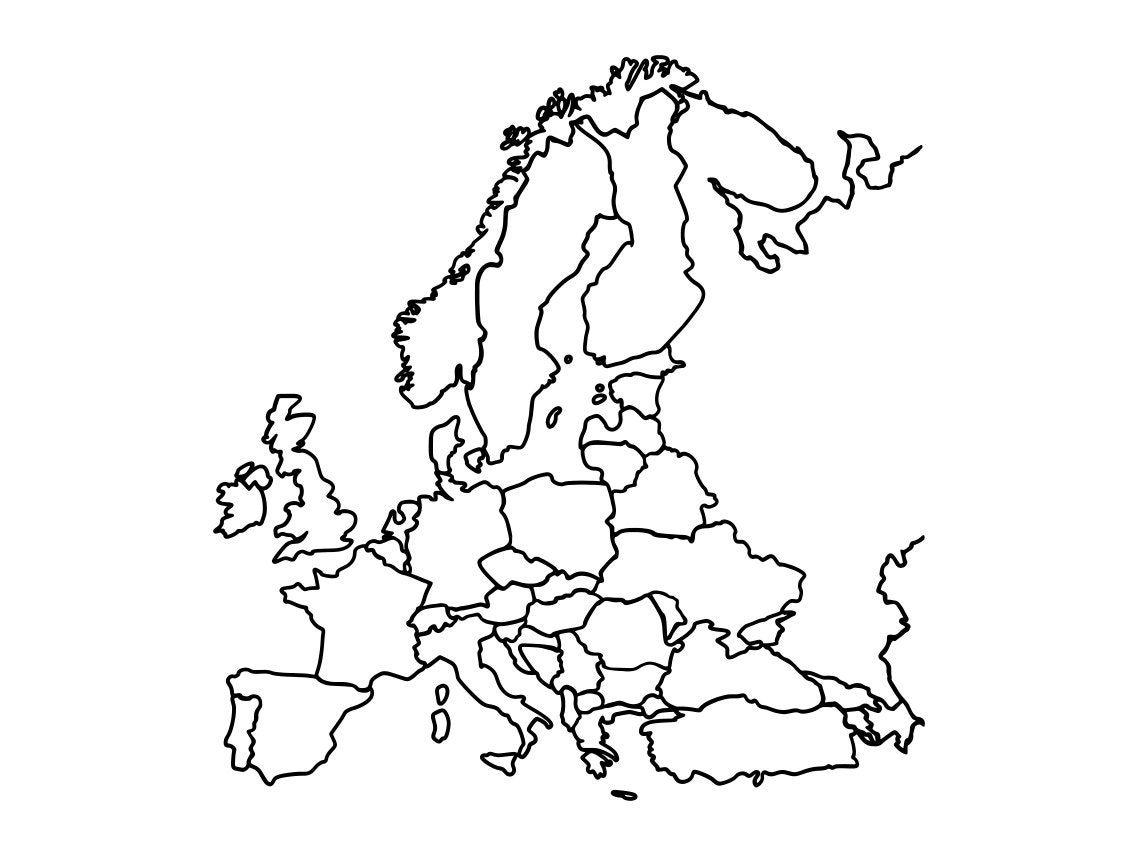 europe map black and white outline