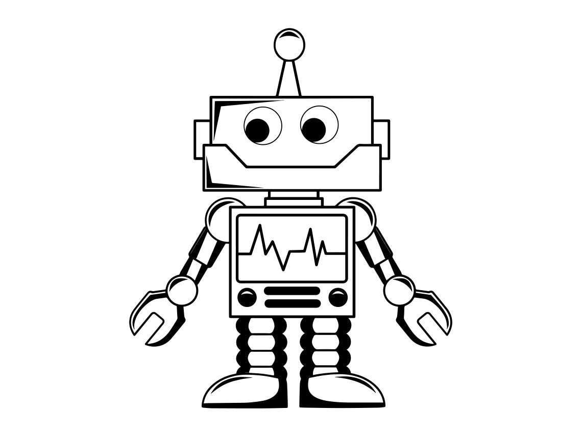 robot clipart black and white