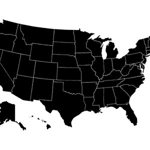USA Map Svg, United States Map Silhouette Svg, US Map Silhouette Svg, US Map Clipart, Files for Cricut, Cut Files For Silhouette, Png, Dxf