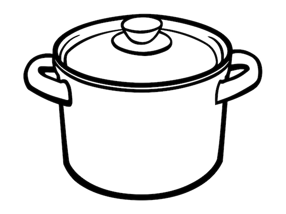 Cooking Pot Outline SVG, Food Svg, Cooking Pot Clipart, Cooking