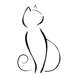 Cat Outline SVG #2, Cat Outline Clipart, Cat Outline Files for Cricut, Cat Outline Cut Files For Silhouette, Cat Png, Dxf,
