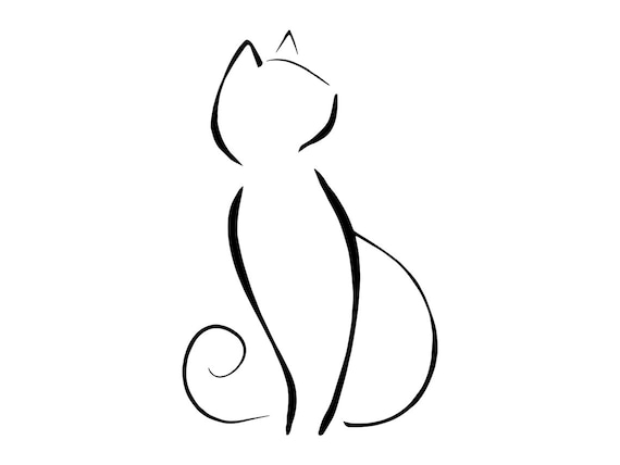 Cat Outline SVG 2 Cat Outline Clipart Cat Outline Files for - Etsy