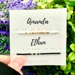 Couple Name Bracelets, Couple Jewelry, Long Distance Relationship Gift, Boyfriend Girlfried Husband Wife Gift Personalized Gifts For Him image 2