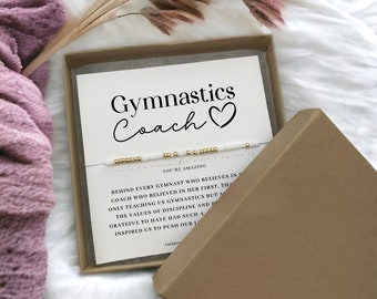 Gymnastics Coach Gift Morse Code Bracelet, Thank You Present Leaving Gifts For Her Women Appreciation Gift From Team Competition Retirement