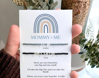 Mommy and Me Custom Name Bracelets Set, Mom Son Boy Matching Gifts For Kids Him Boys Gift Birthday Gift Christmas Gift Mothers Day Friend