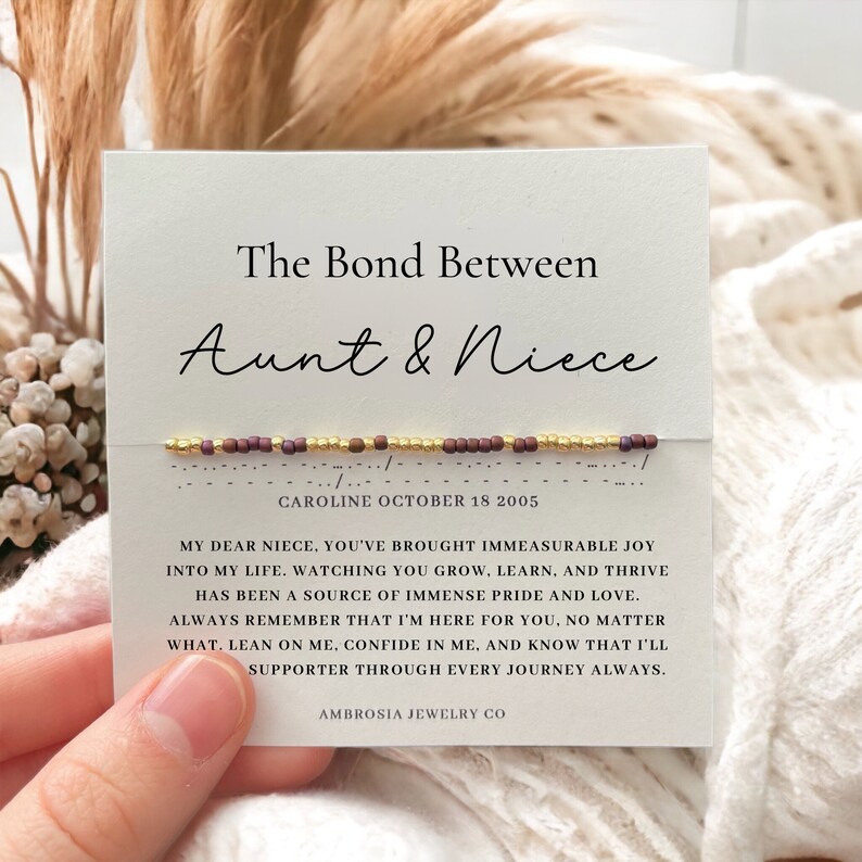 Niece Gift From Auntie - Pink Beaded Healing Bracelet With Natural Stones For Teen Girls