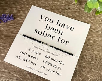 5 years Sober Gift Morse Code Custom Bracelet, Clean Sobriety Gift From Sponser Addiction Recovery Addict Sober Gifts Her Him AA NA