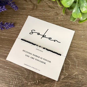 Sobriety Gift Morse Code Custom Bracelet, Clean Sober Anniversary Birthday Gift From Sponser Addiction Recovery Addict Year Sober Her Him