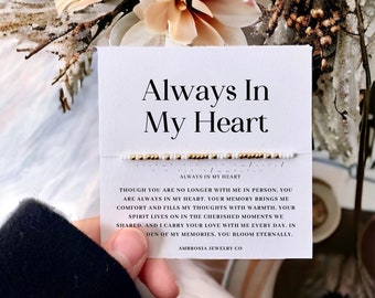 Always In My Heart Morse Code Bracelet, Sympathy Remembrance Funeral Memorial Gift Loss Of Dad Baby Husband Daughter Son Mother Mom Gifts