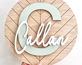 Personalised 3D Oak Initial Name Sign, baby name plaque, nursery name plaque, bespoke children wall décor, personalised baby gift, newborn