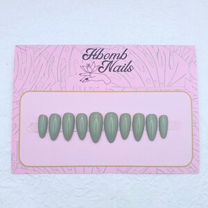 Elegant Sage Green Press-On Nails Set - Made to Order, Perfect for Any Occasion