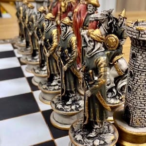 Juego de ajedrez de lujo: ajedrez grande con estampado de mármol, ajedrez de guerra de leyenda romana, juego de tablero de ajedrez, juegos de ajedrez únicos