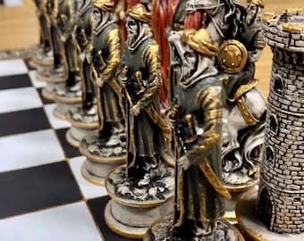 Luxury Chess Set-Large Marble Patterned Chess,Roman Legend Warrior Battle War Chess,Chess Board Set,Unique Ches Sets