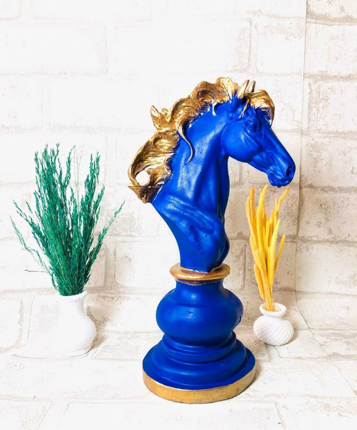 Large Chess Statue Horse Sculpture,Chess set of 3 Elegant Chess Statue Set,Chess Game,Home Decor, Gambit Statue,Decorative ChessFigurinesSet