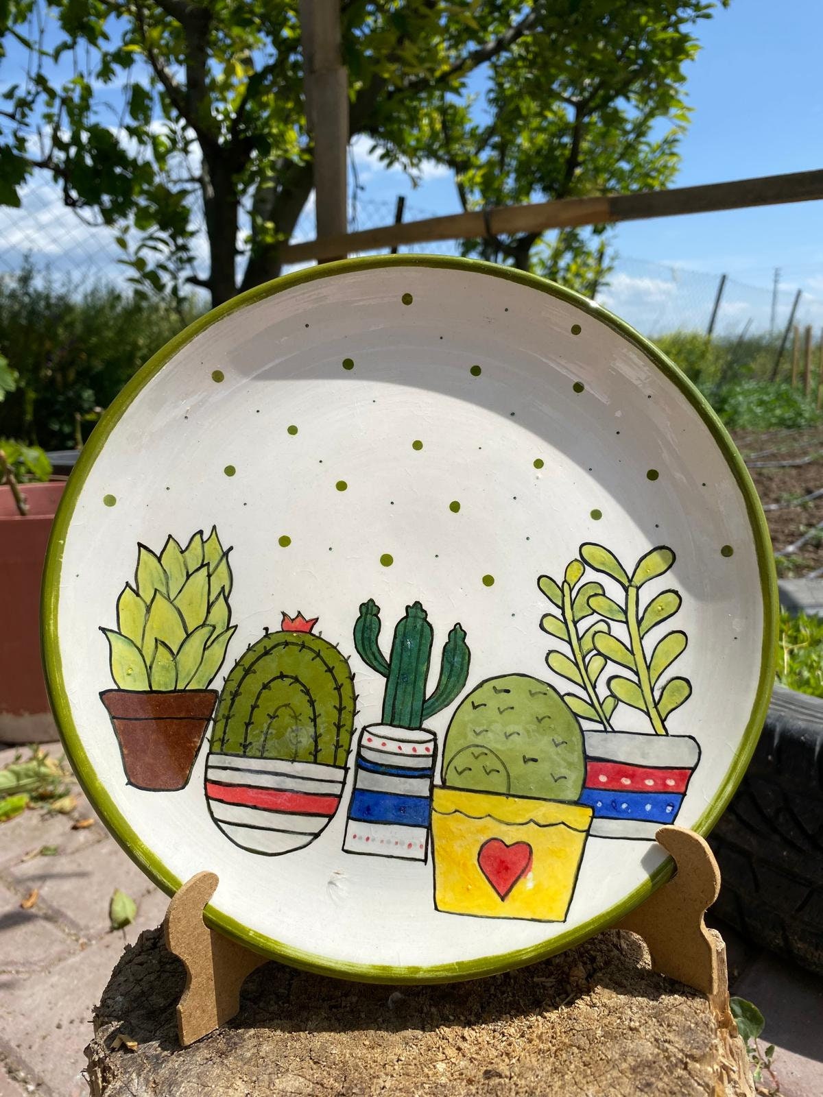 Handgemachter Kaktus Keramik Teller: Bunter Hausdekor (25 cm) - Etsy.de