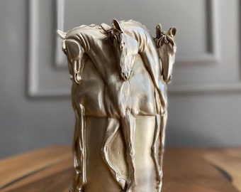 Decorative Large Equestrian Vase, Colorful Vase, Tabletop Large Horse Detailed Vase, personalized gifts, Horse Head statue decor
