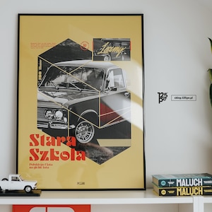 POSTER 125p POLSKI FIAT, Polish Fiat 125p, Wall decor, 50x70cm, 125pe, classic car poster | Poland