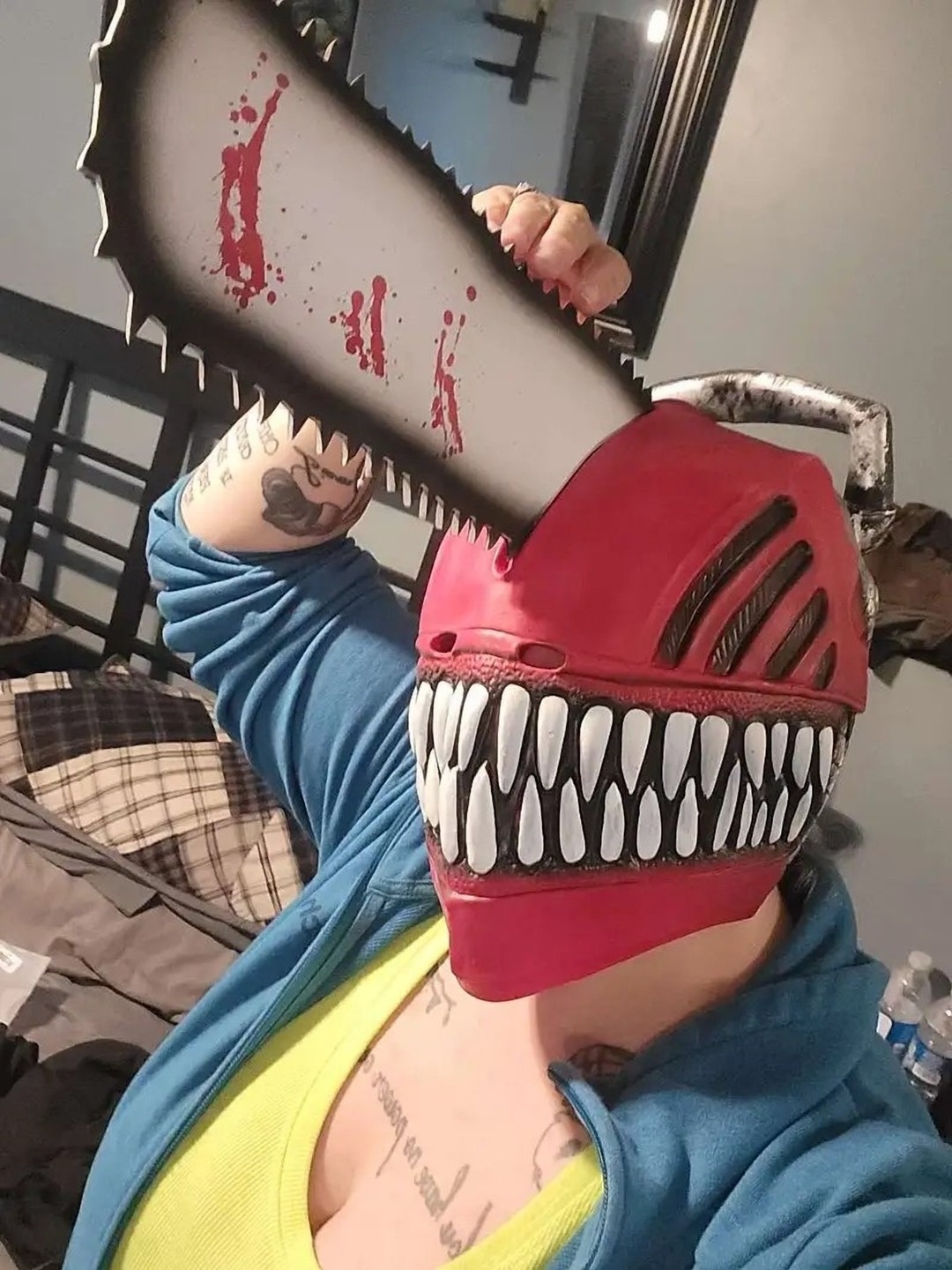 Chainsaw Man Helmet Halloween Mask Cosplay Denji Cosplay Etsy