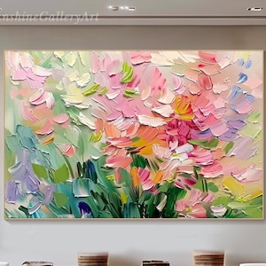 3D Texture Wall Art Original Vibrant Floral Oil Painting on Canvas Hand-Painted Painting Modern Wall Decor Colorful Blossoms Unique Home Art