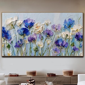 Original Colorful Flower Painting on Canvas 3D Textured Wall Art Custom Wall Art Floral Painting Modern Art Living Room Wall Art Fancy Art