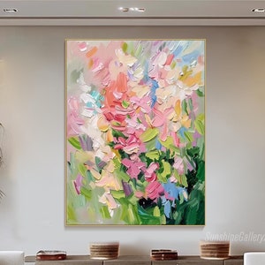 Original Vibrant Impressionist Floral Painting on Canvas Hand-Painted Painting Modern Wall Decor Colorful Blossoms Contemporary Home Artwork