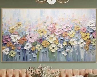 Original Colorful Flower Painting on Canvas 3D Textured Wall Art Custom Wall Art Floral Painting Modern Art Living Room Wall Art Fancy Art