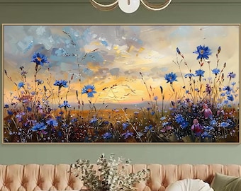 Original Enchanting Floral Cascade Colorful Hand-Painted Flower Oil Painting on Canvas Contemporary Artwork for Living Room Decor Floral Art