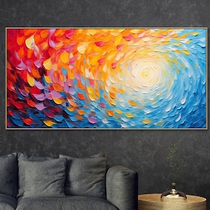 Original Blazing Sun Painting on Canvas Colorful Radiant Sun Art Textured Wall Art Boho Canvas Wall Art Living Room Art Stunning Home Decor