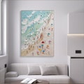 Happy Coast Painting Swimming Painting Custom Painting Texture Wall Art Personalized Gift Summer Art Costal Art Crowds on the Shore Painting product logo